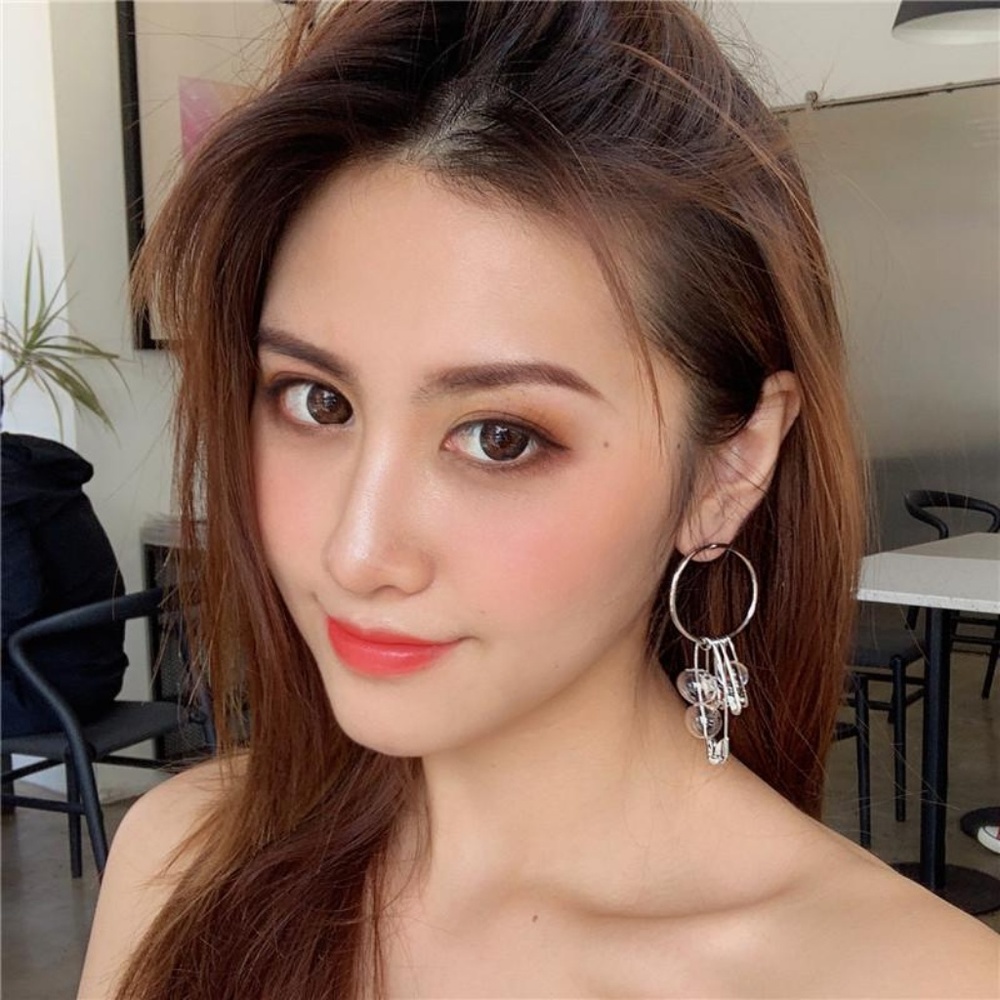 Safety Pin Bubble Hoop Earring - Picture 4 of 5